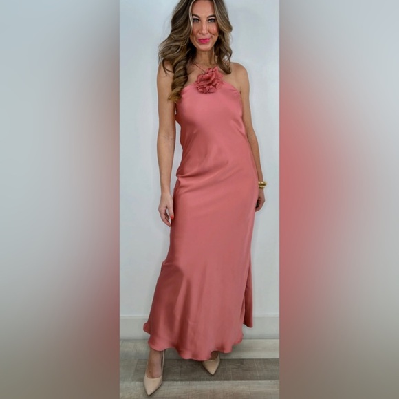 LAST CHANCE MOON RIVER Rosette Halter Maxi Dress - Picture 3 of 8